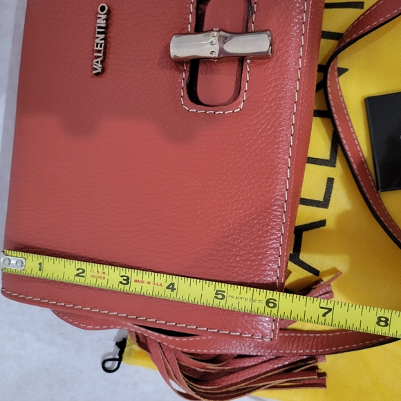 Authentic Valentino Mario Large Clutch shoulder leather bag crossbody Orange - Picture 14 of 17